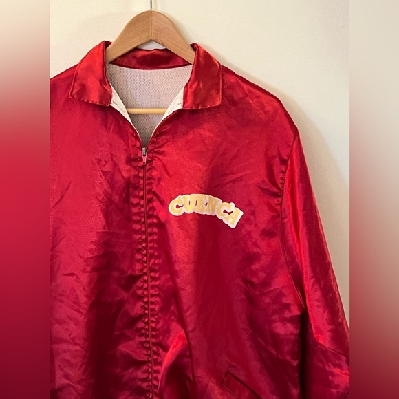 Vintage Red Satin Baseball Style Jacket - Picture 2 of 12